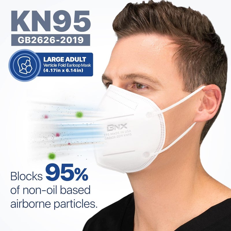 AccuMed BNX KN95 Face Masks Made in USA (Adult Large, Adult Medium, Kids Small) (Earloop) (Model: E95/E95M/E95S) - Image 5
